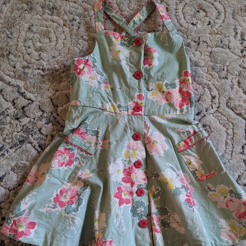 Polo Ralph Lauren sage green floral print button front dress size 24 mos